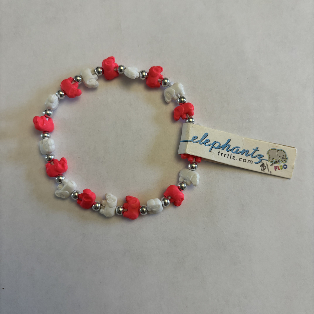 Trrtlz Elephantz Pink & White Beaded Stretch Bracelet NWT